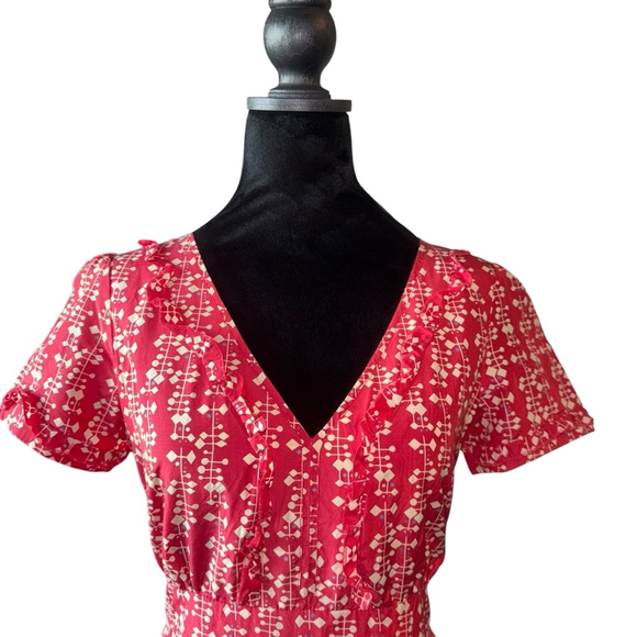 Women's Fossil Dress Size M Red Short Sleeve peasant vintage inspired spring - Picture 6 of 10